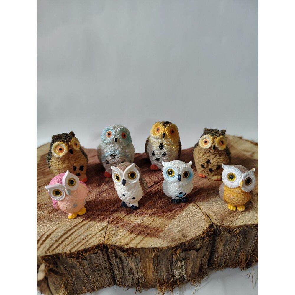 Set of 16 Mini Owl Figurines – Hand‑Painted High Quality Resin Owls